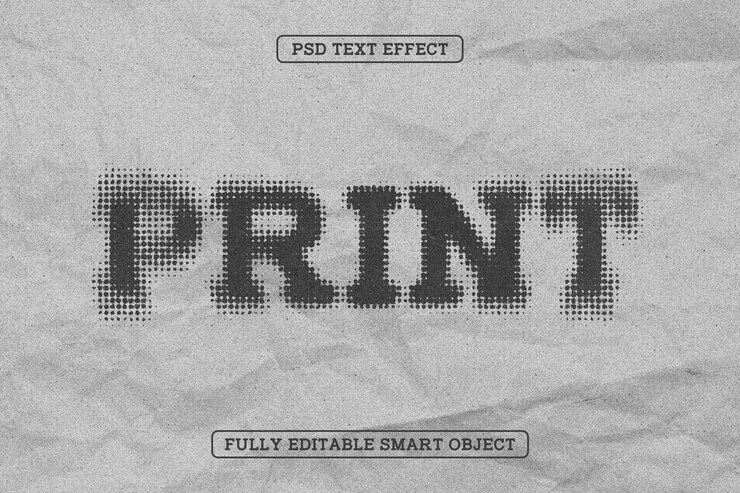 Free PSD halftone dots textured print text effect