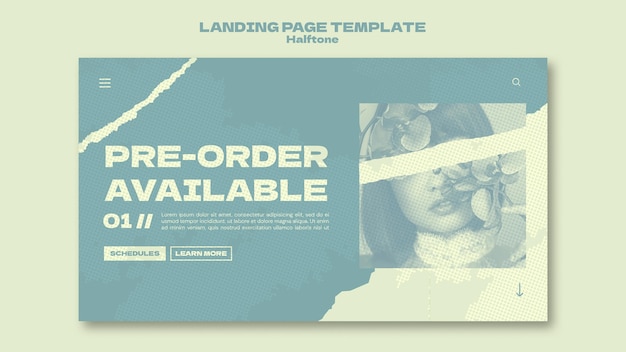 Halftone style new single landing page template