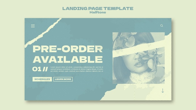 Free PSD halftone style new single landing page template
