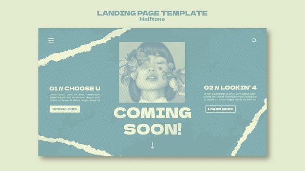 Halftone style new single landing page template