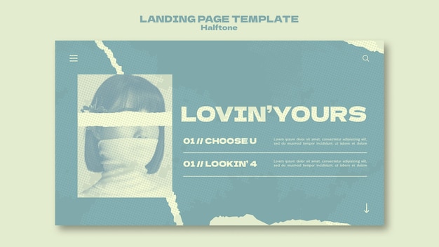Halftone style new single landing page template