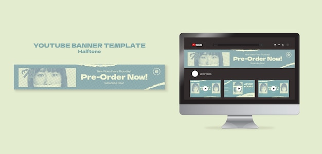 ハーフトーンスタイルの新しいシングルYouTubeバナー