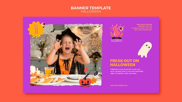 Modello di banner di Halloween con foto