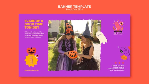 Halloween banner template with photo