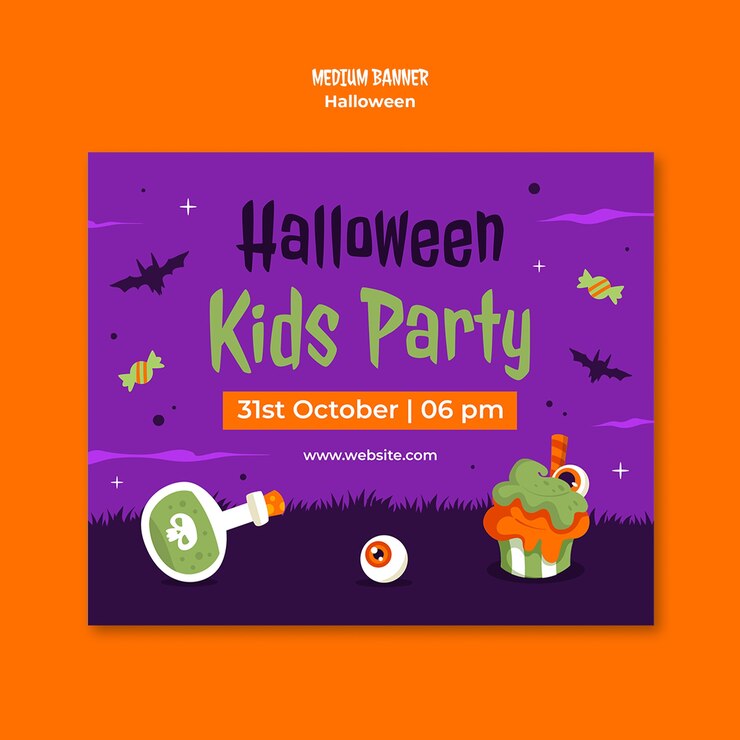 無料PSD ハロウィーン・セレブレーション・バナー・テンプレート
