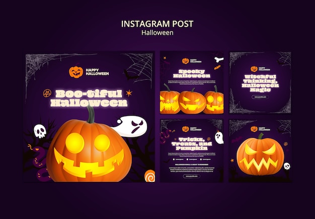 Бесплатный PSD Посты в инстаграм о праздновании хэллоуина