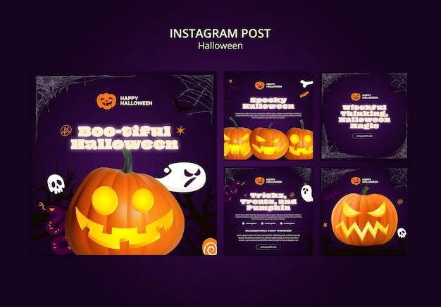 無料PSD ハロウィンのお祝いのインスタグラムの投稿