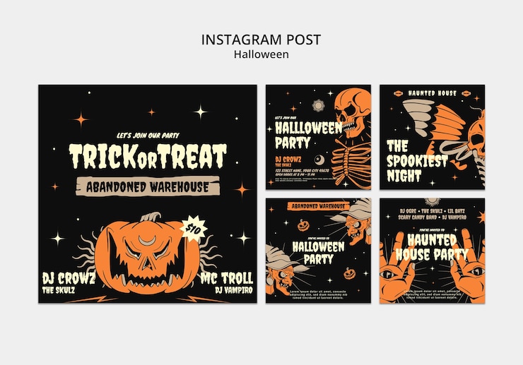 Free PSD halloween celebration  instagram posts