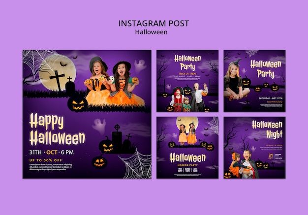 PSD gratuito post su instagram per la celebrazione di halloween