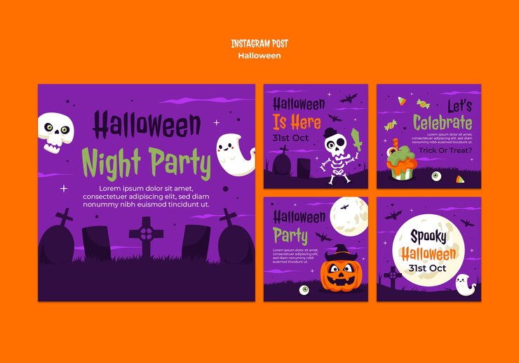 Free PSD halloween celebration  instagram posts