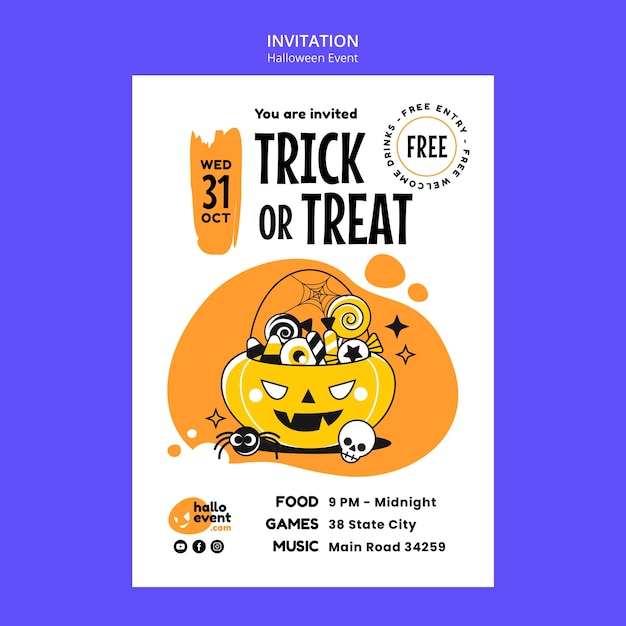 Free PSD halloween  celebration invitation template