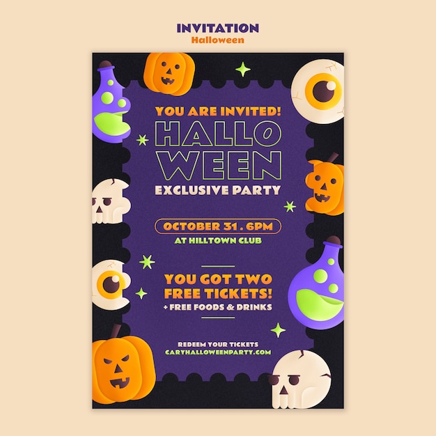 Free PSD halloween celebration invitation template