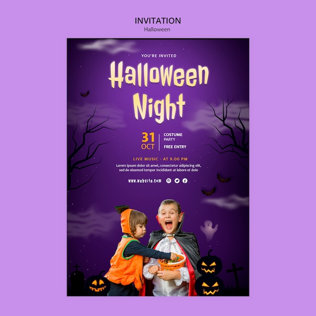Free PSD halloween celebration invitation template