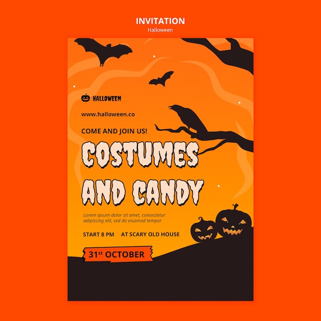 Halloween celebration invitation template