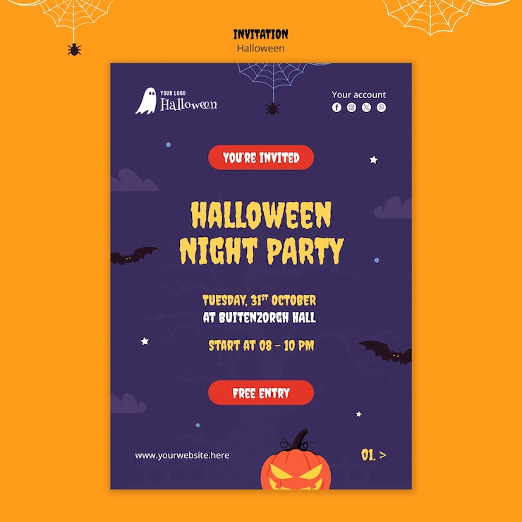 無料PSD ハロウィーンの祝賀の招待状のテンプレート
