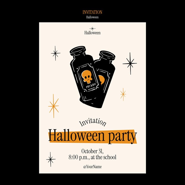 Free PSD halloween celebration invitation  template