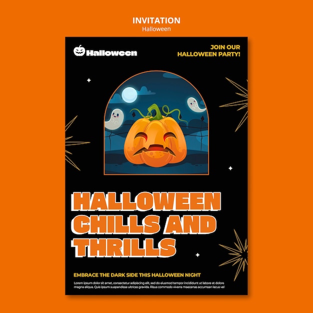Free PSD halloween celebration invitation template