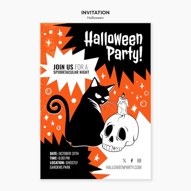 無料PSD ハロウィーンの祝賀の招待状のテンプレート