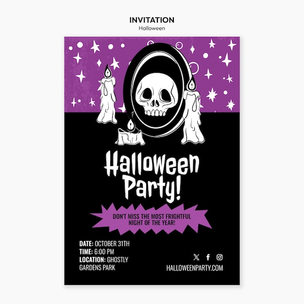 Free PSD halloween celebration invitation template