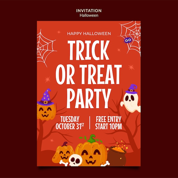 Halloween celebration invitation template