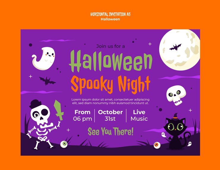 Free PSD halloween celebration  invitation template