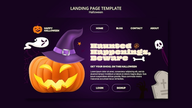 PSD gratuito modello di pagina di destinazione per la celebrazione di halloween