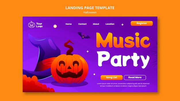 ハロウィーンの祝いのランディングページのテンプレート