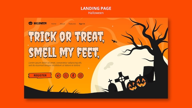 無料PSD ハロウィーンの祝いのランディングページのテンプレート