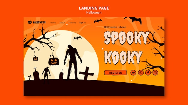 Free PSD halloween celebration landing page template