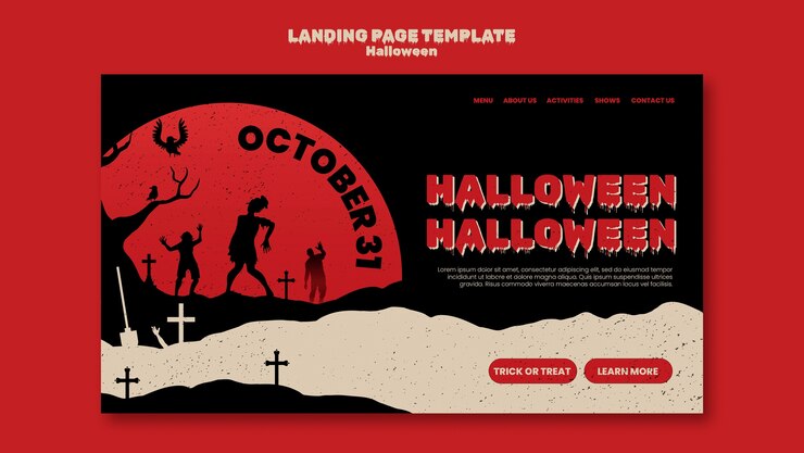 無料PSD ハロウィーンの祝いのランディングページのテンプレート