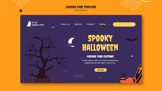 無料PSD ハロウィーンの祝いのランディングページのテンプレート