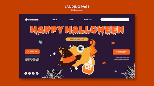 PSD gratuito modello di pagina di destinazione per la celebrazione di halloween