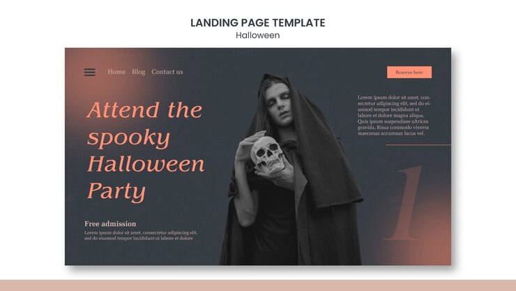 Free PSD halloween celebration landing page template