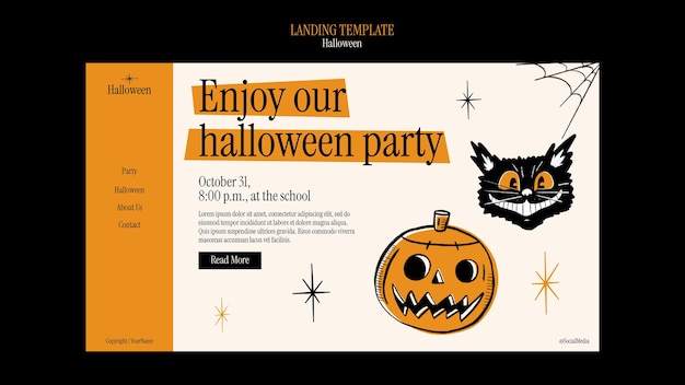 Free PSD halloween celebration landing page template