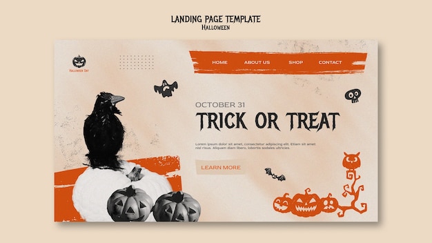 無料PSD ハロウィーンの祝いのランディングページのテンプレート