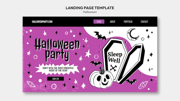 Free PSD halloween celebration landing page template