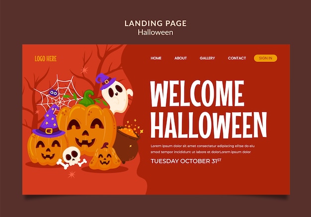 PSD gratuito modello di pagina di destinazione per la celebrazione di halloween
