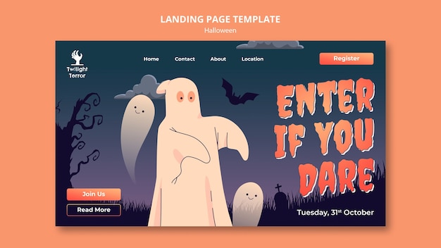 Free PSD halloween celebration landing page