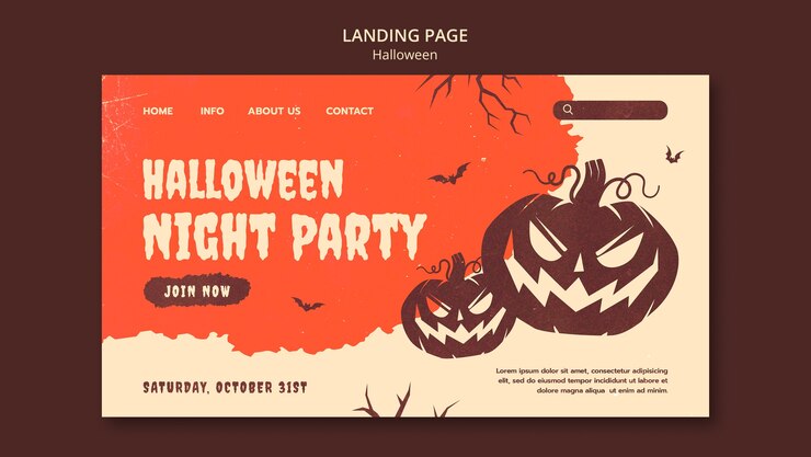無料PSD ハロウィーン 祝賀 ランディング ページ