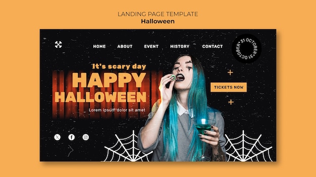 無料PSD ハロウィーン 祝賀 ランディング ページ