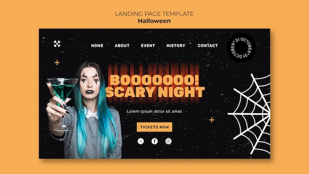 無料PSD ハロウィーン 祝賀 ランディング ページ