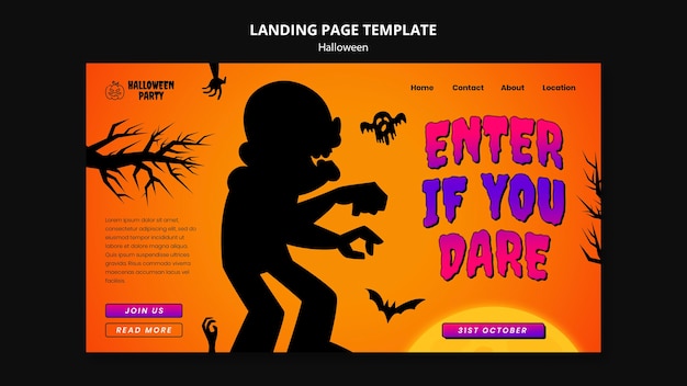 無料PSD ハロウィーン 祝賀 ランディング ページ