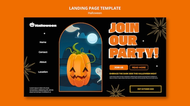 Бесплатный PSD Начальная страница празднования хэллоуина
