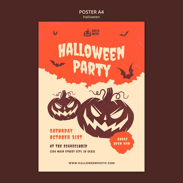 無料PSD ハロウィーンの祝賀ポスターのテンプレート