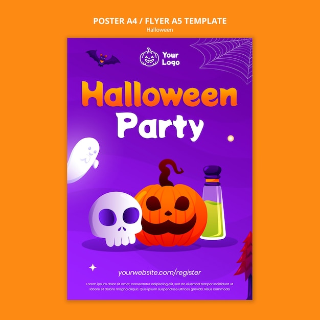 無料PSD ハロウィーンの祝賀ポスターのテンプレート