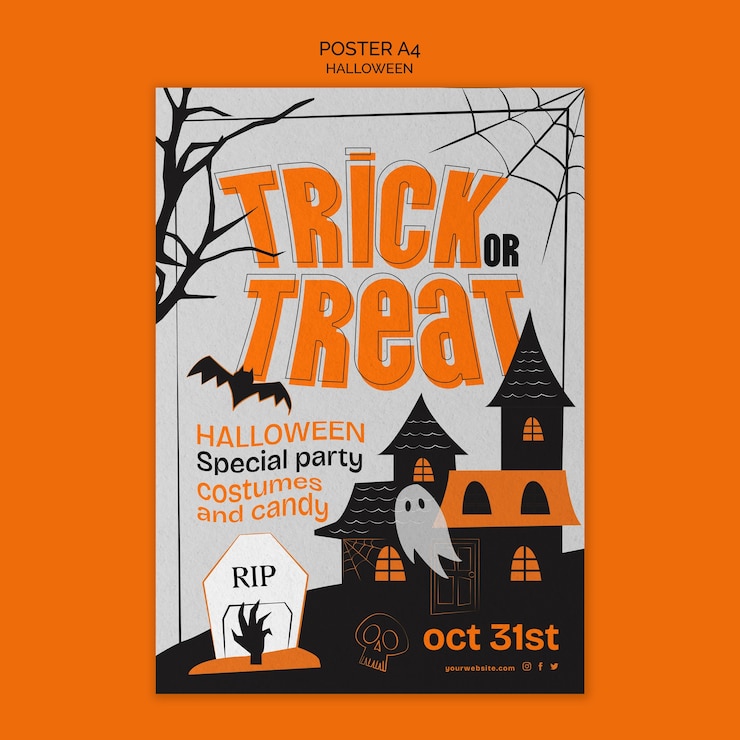 Free PSD halloween celebration poster template