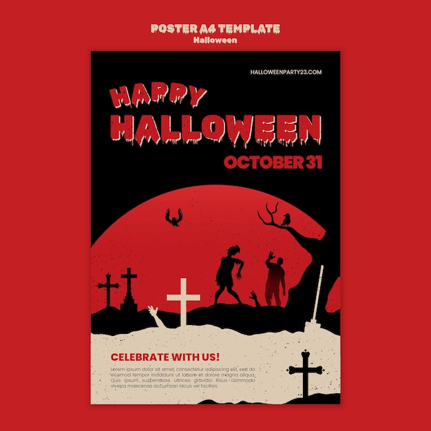 PSD gratuito modello di poster per la celebrazione di halloween