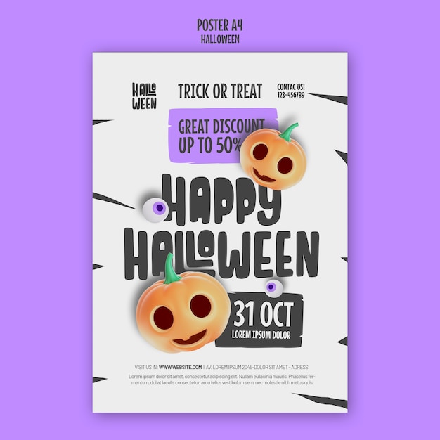 Бесплатный PSD Шаблон плаката для празднования хэллоуина