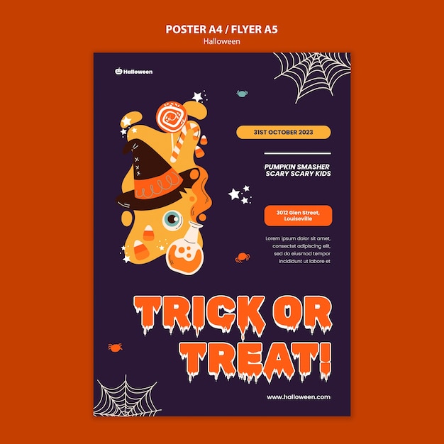 無料PSD ハロウィーンの祝賀ポスターのテンプレート