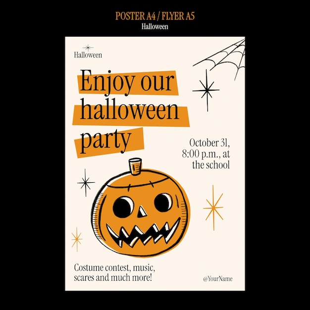 無料PSD ハロウィーンの祝賀ポスターのテンプレート